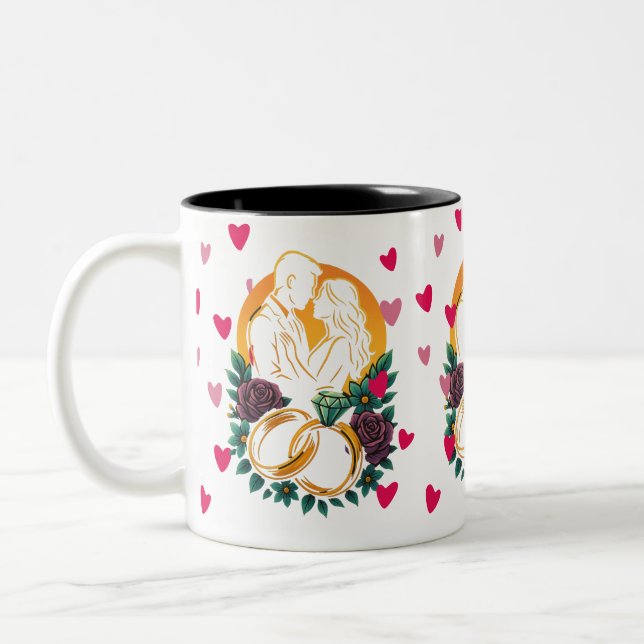 Mug à deux tons romantique Mariage (Gauche)