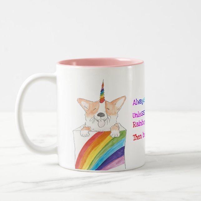 Mug à deux tons unicorgi arc-en-ciel (Gauche)