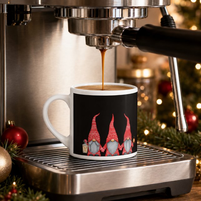 Mug à expresso Trois Gnomes Rouges de Noël Joyeux (Créateur téléchargé)