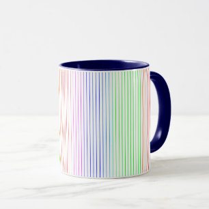 Mug à fines rayures multicolores.