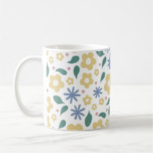 Mug à fleurs jaunes et bleues croisées