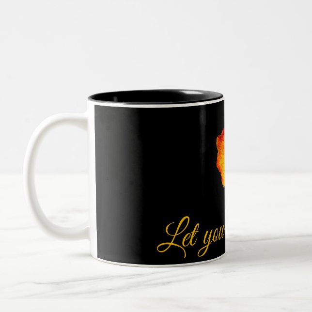 Mug à fleurs orange - Cadeau personnalisé de la co (Gauche)