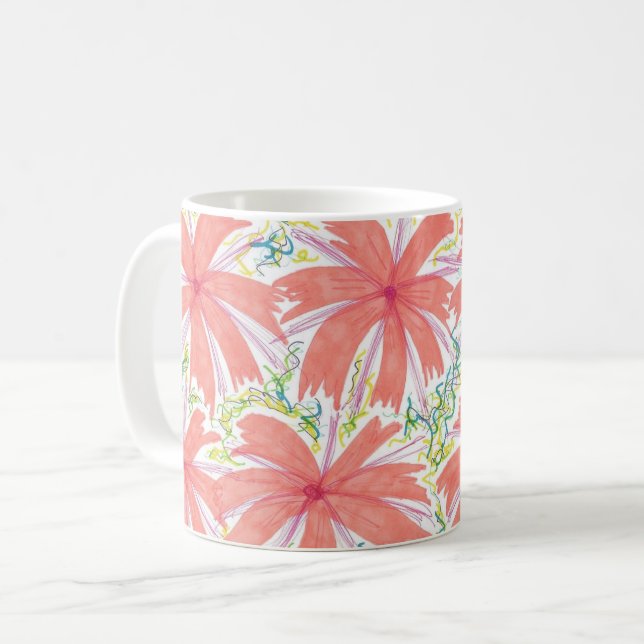 Mug à fleurs tropicales de Sunburst (Devant gauche)