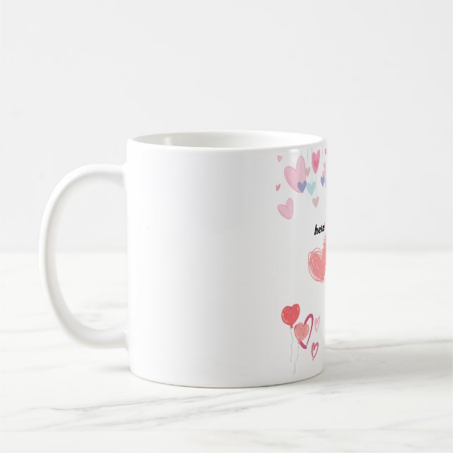 Mug A girl points to a heart and the words: You are he (Gauche)