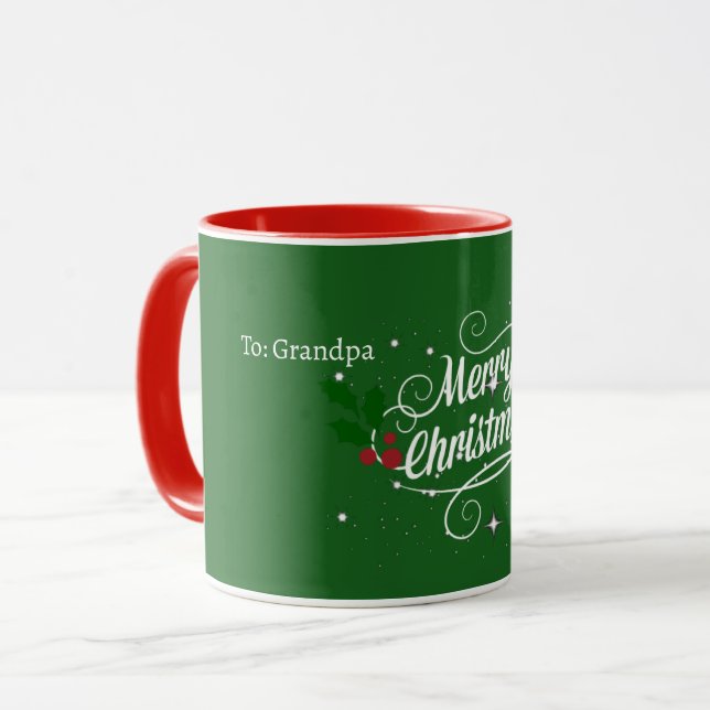 Mug À : Grand-père, Joyeux Noël, (Devant gauche)