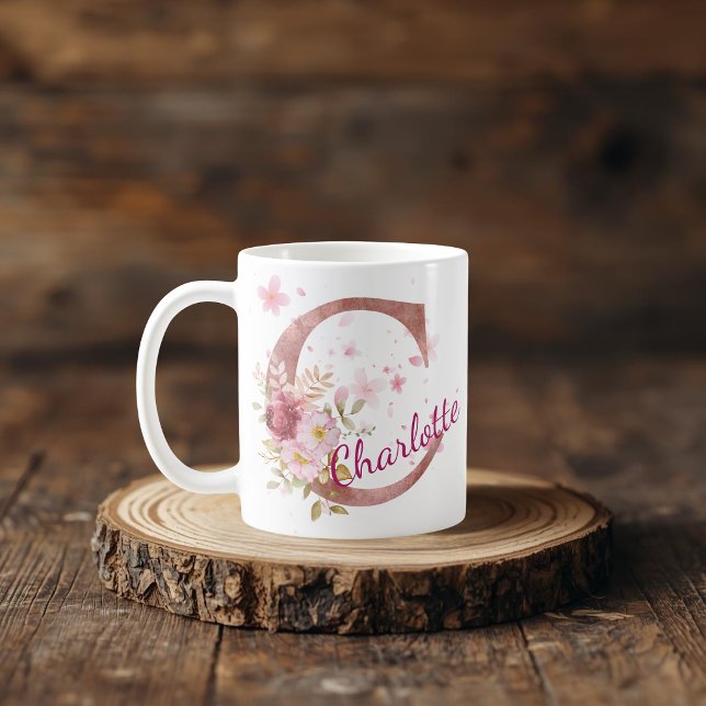 Mug à initiale florale personnalisée – Lettre C (Créateur téléchargé)