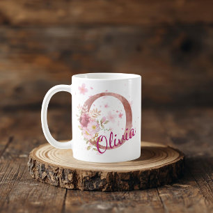 Mug à initiale florale personnalisée – Lettre O