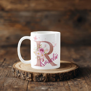 Mug à initiale florale personnalisée – Lettre R