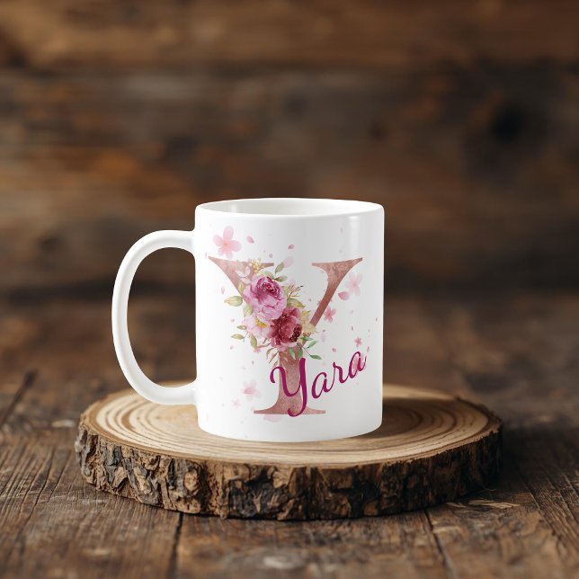 Mug à initiale florale personnalisée – Lettre Y (Créateur téléchargé)