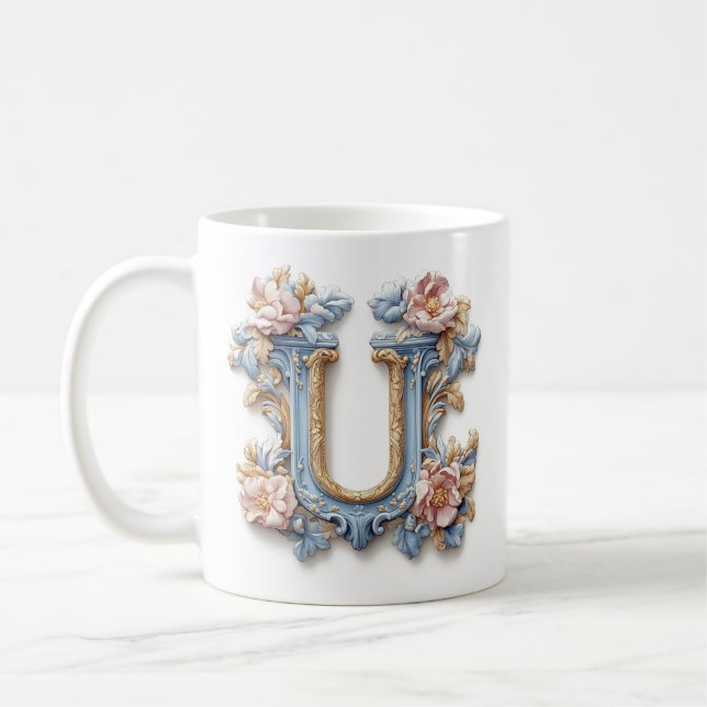 Mug à la lettre baroque 'U' pour une princesse du  (Gauche)