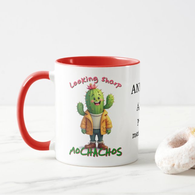 Mug A l'air pointu mochachos, amant cactus coutume (Avec donut)