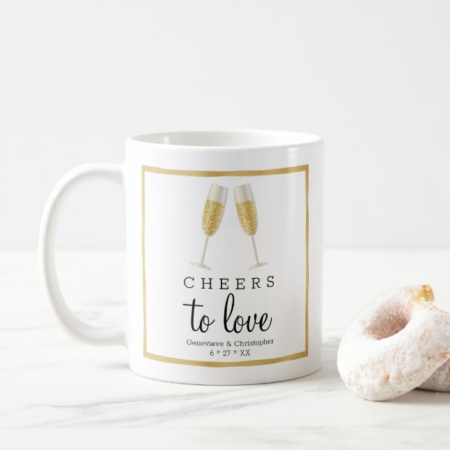 Mug À l'amour élégant Tchin Tchin Champagne de mariage (Avec donut)