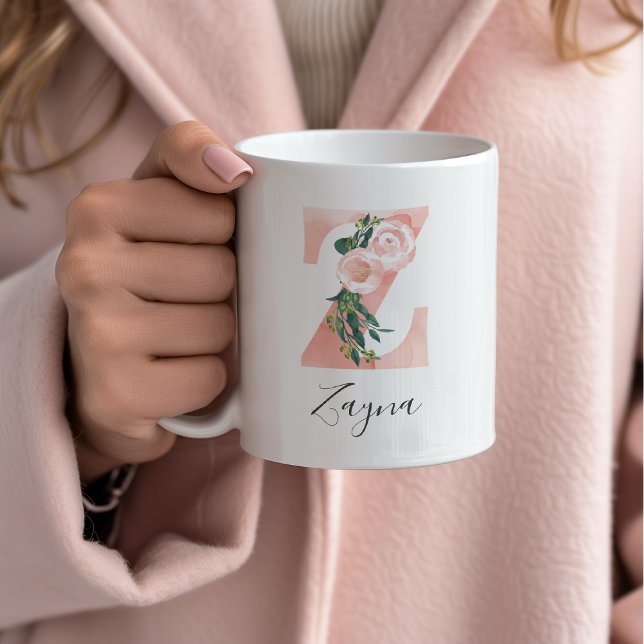Mug à l'aquarelle florale initiale - Z (Créateur téléchargé)