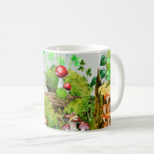Mug à l'aquarelle Forêt Champignons Plante Vert