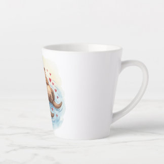 Mug à latte Animaux à l'aquarelle mignons amoureux