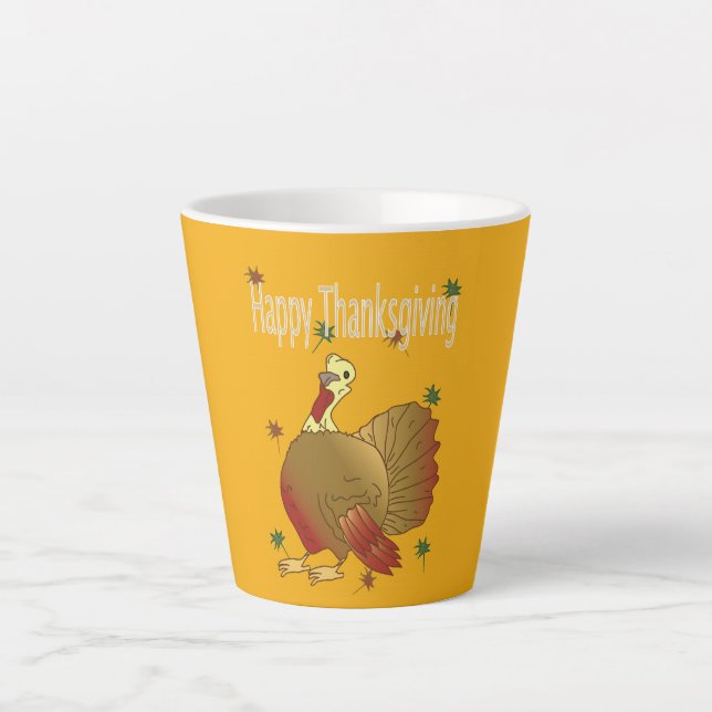 Mug à latte de Thanksgiving heureux (Devant)
