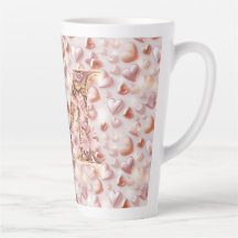 Mug à latte en céramique grande taille cœurs rose