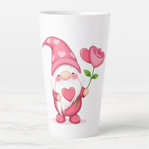Mug à latte Gnome de jardin mignon - Art floral fa