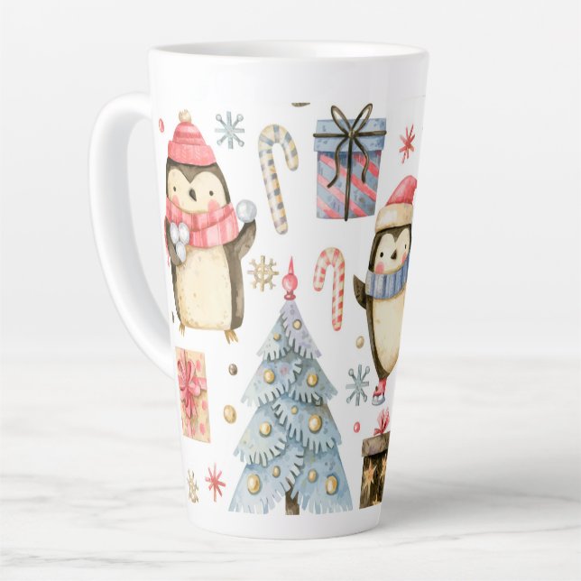 Mug à latte Manchots de Noël (Angle gauche)