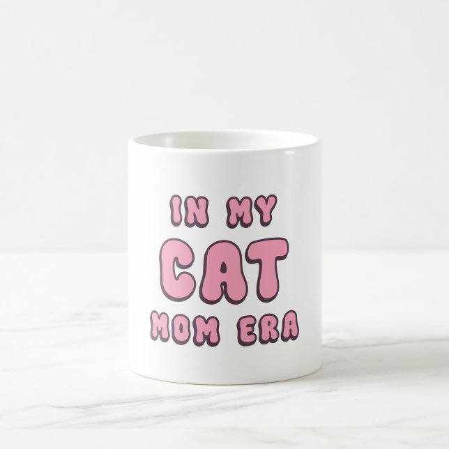Mug À l'ère de ma mère chatte - Typographie rose rétro (Centre)