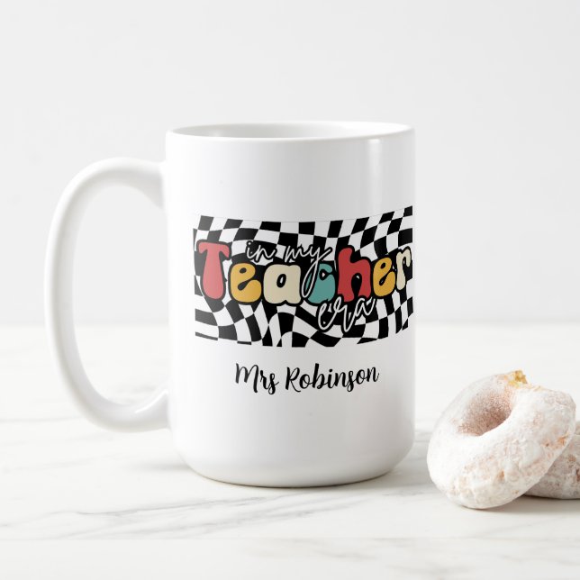 Mug À l'ère de mon professeur, professeur rétro  (Avec donut)