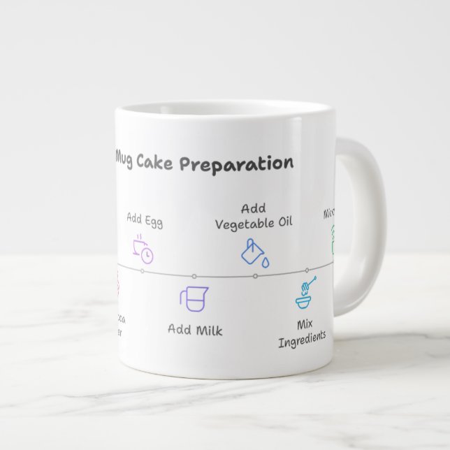 Mug à micro-ondes avec recette de gâteau au chocol (Devant droit)