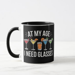 Mug À Mon Âge J'ai Besoin De Lunettes Drôle Vin Alcool