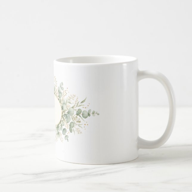 Mug à monogramme botanique personnalisé, feuilles  (Droite)