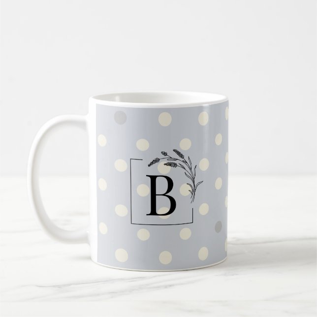 Mug à monogramme élégant à pois – Cadeau de mariag (Gauche)