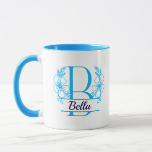 Mug à monogramme floral personnalisé avec la lettr