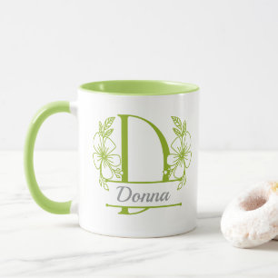 Mug à monogramme floral personnalisé Lettre D - Su