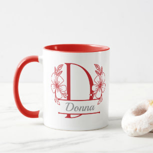 Mug à monogramme floral personnalisé Lettre D - Su
