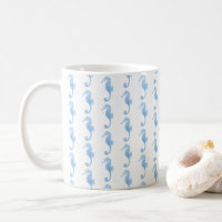 Mug à motif côtier Cheval marin bleu