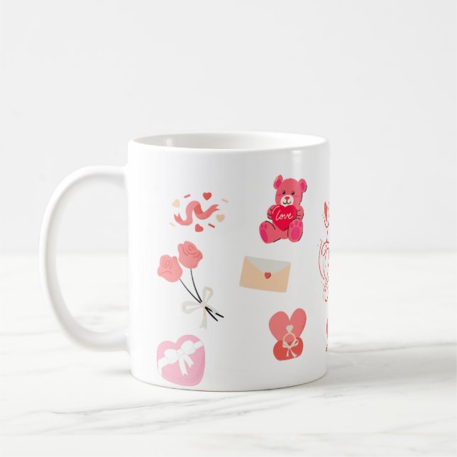 Mug à motif de gribouillis mignons pour la Saint-V (Gauche)