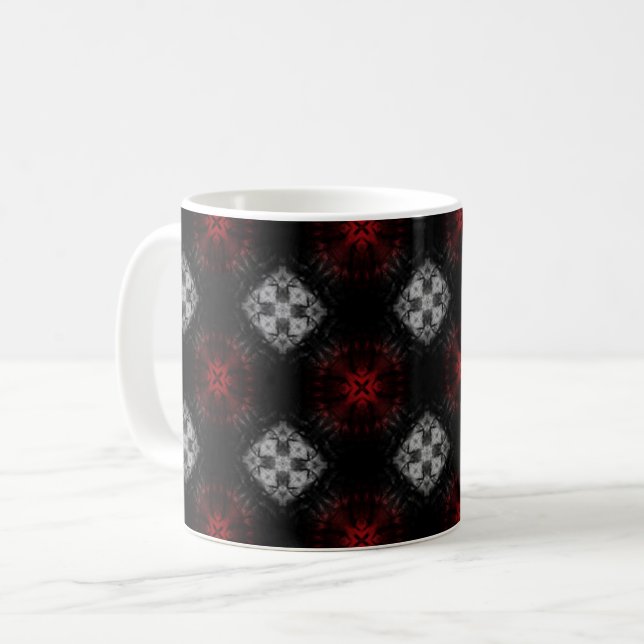 Mug à motif gris-rouge noir (Devant gauche)