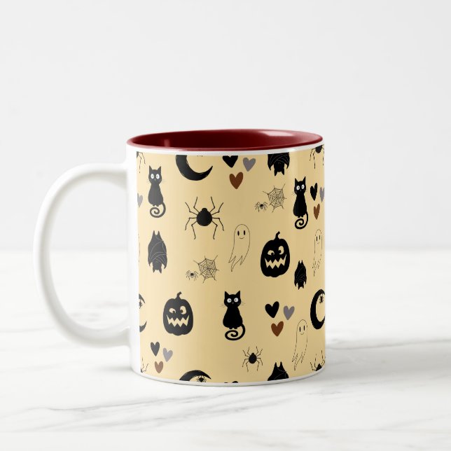 Mug à motif Halloween de chat noir mignon et de ci (Gauche)