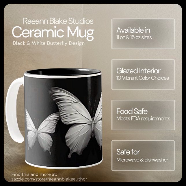 Mug à motif papillon noir et blanc (Créateur téléchargé)