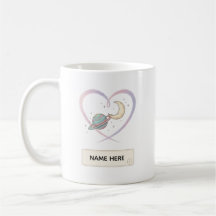 Mug à nom de cœur cosmique personnalisé