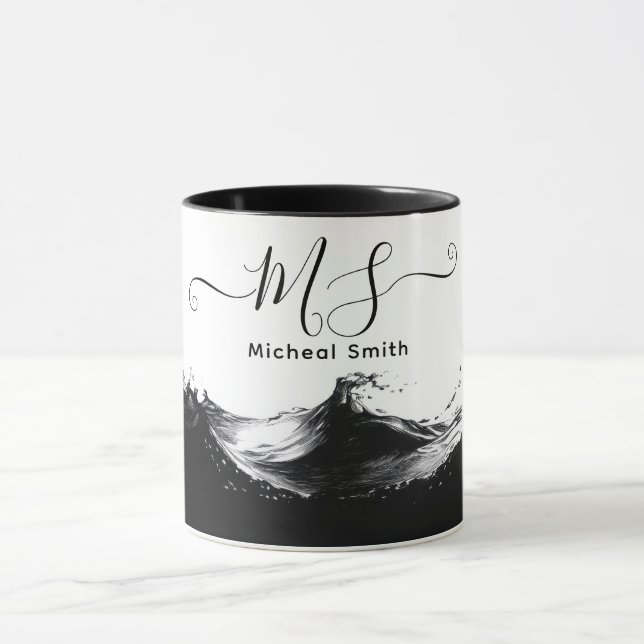 Mug à ondes noires personnalisées - Artistique per (Centre)