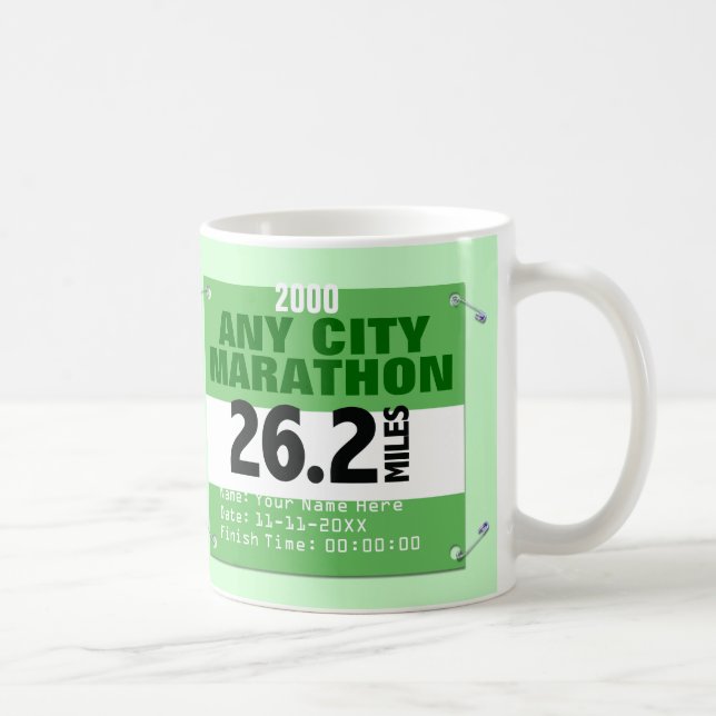 Mug A personnalisé n'importe quel marathon de ville, (Droite)