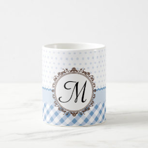 Mug À petits pois, contrôles et rayures bleus avec l