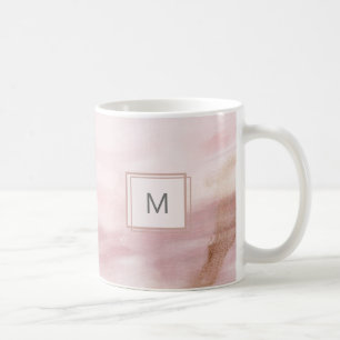 Mug à pinceau rose pastel initial moderne