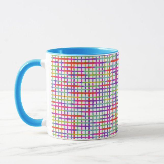 Mug à poignée bleue vive et colorée (Gauche)