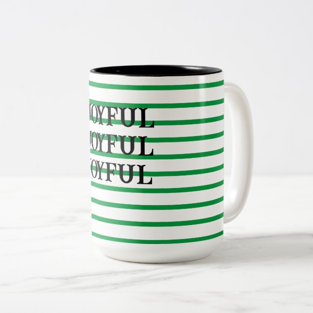 Mug à rayures vert et blanc (Devant droit)