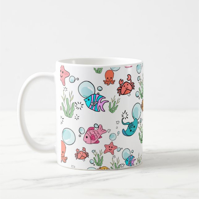 Mug à thème créature marine. Mug à animaux marins  (Gauche)