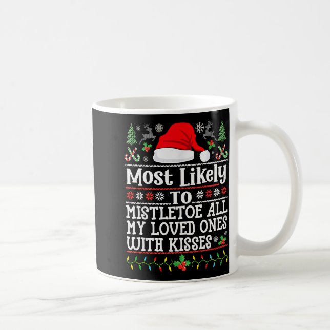 Mug À tous mes proches sous le gui avec des baisers -  (Droite)
