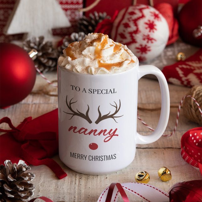 Mug À une nounou spéciale Joyeux Noël Cerf Horn (Créateur téléchargé)