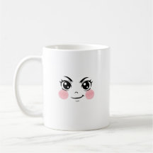 Mug à visage minimaliste d'anime mignon