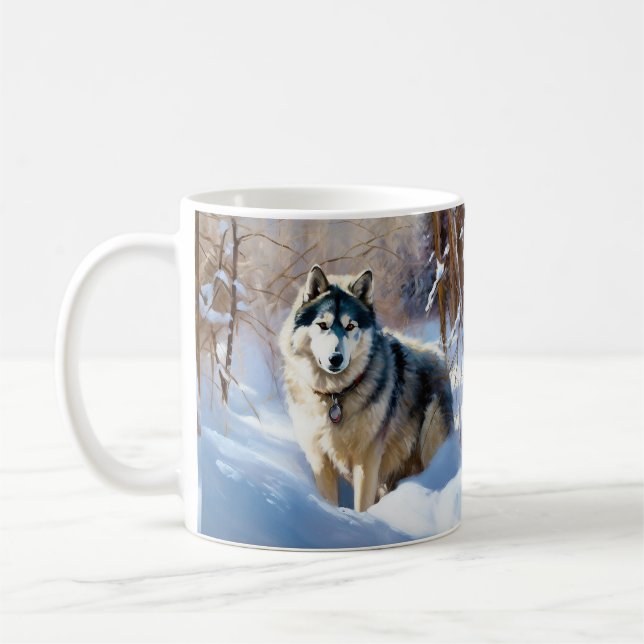 Mug Aaskan Malamute Laisser Il Neige Noël (Gauche)
