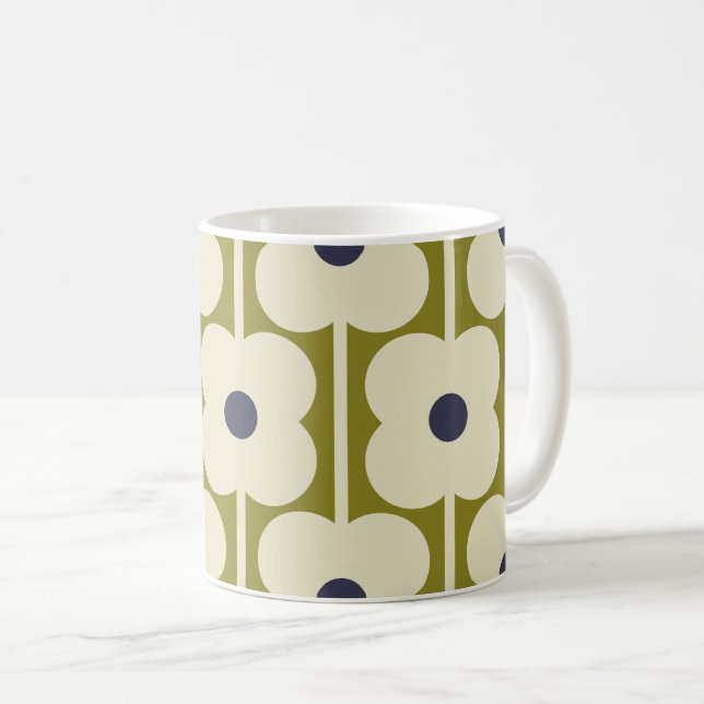 Mug Abacus Eyelet Fleur Latéral Olive et Bleu (Devant droit)